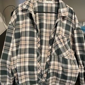 Green Plaid Button-Up Shirt